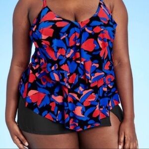 Aqua Green - Women's UPF 50 Tiered Tankini Top -  Size X